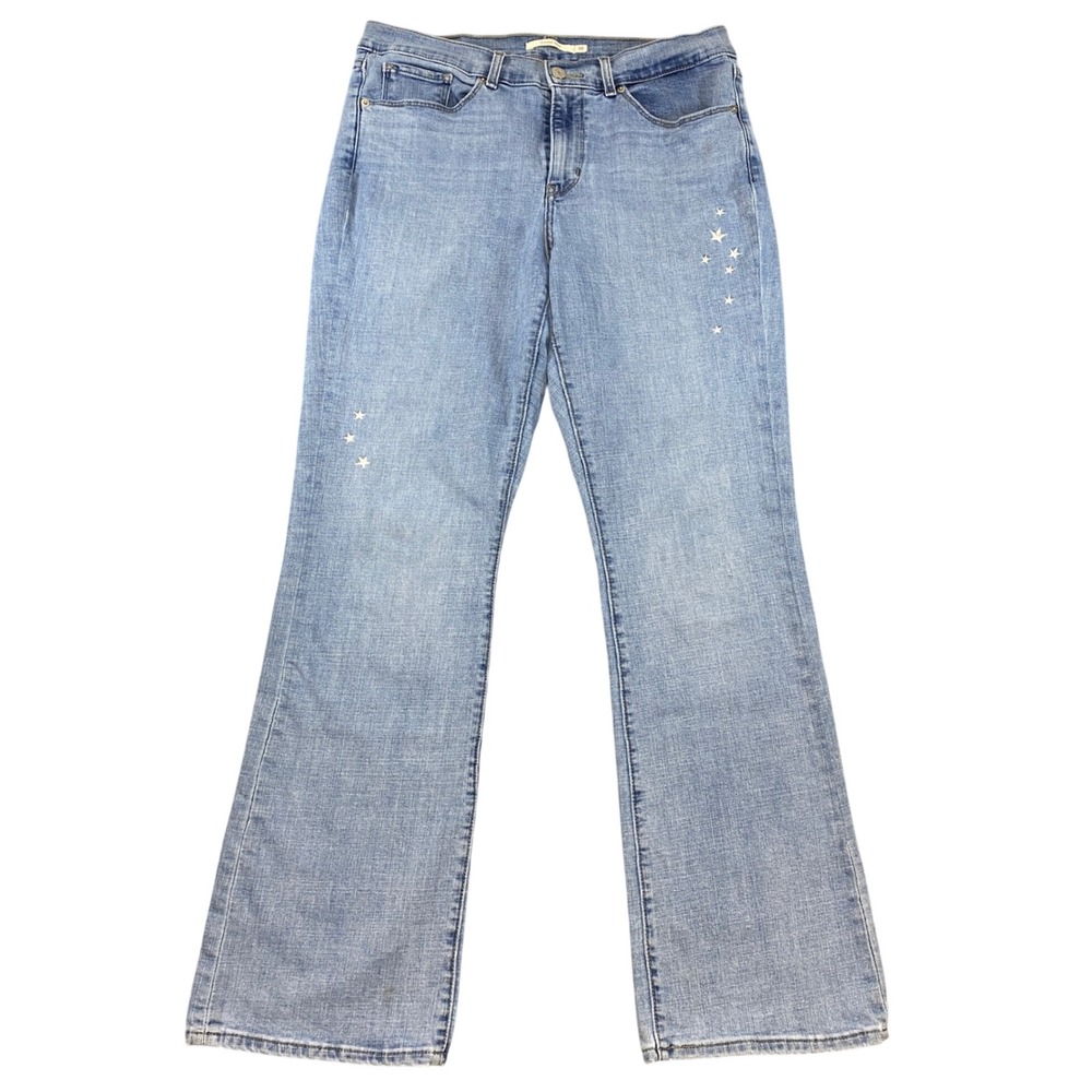 Levis Classic Bootcut Jeans Womens‎ 10M W30 L32 Light Wash Star Embroidered